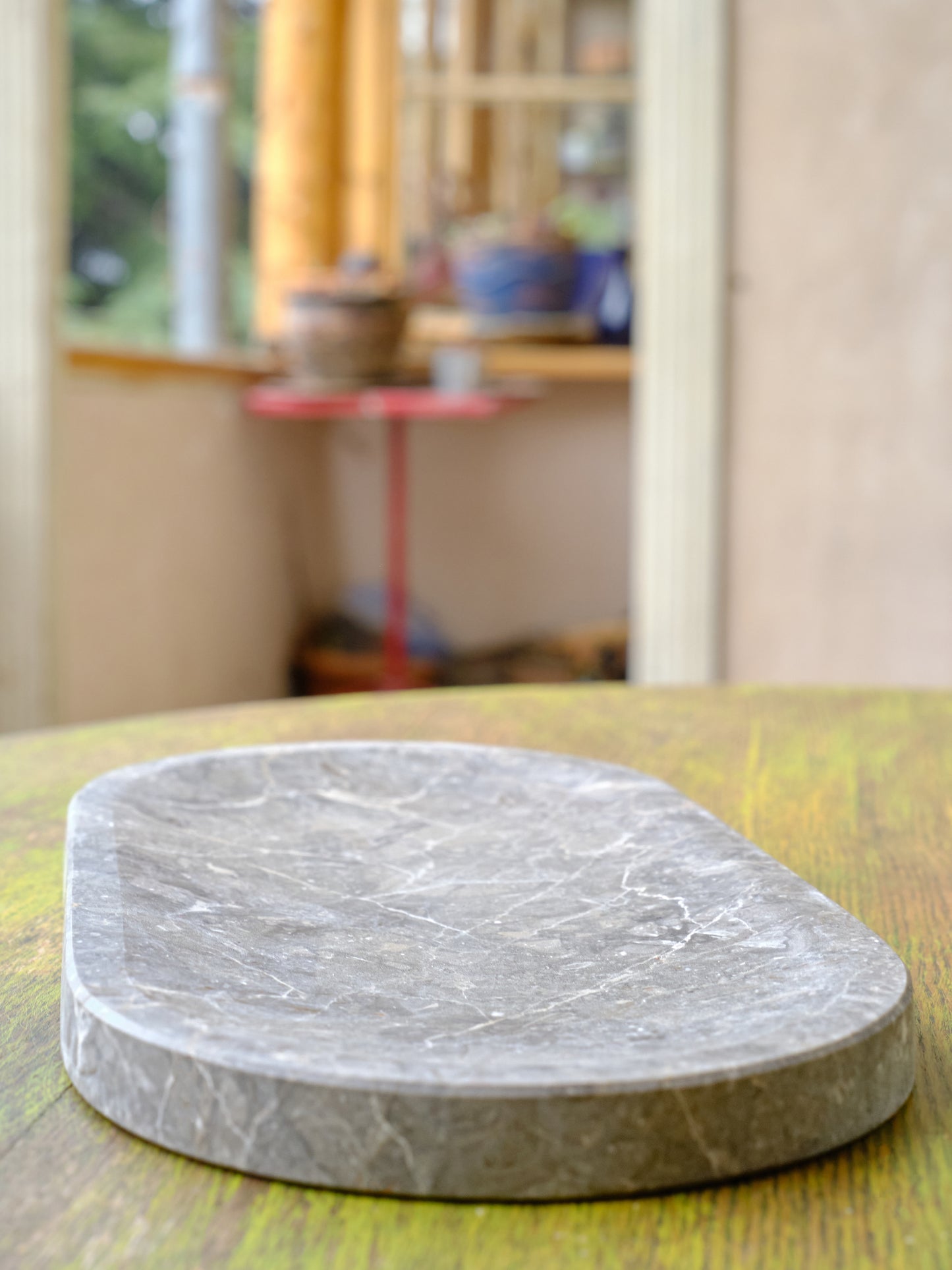Long Rounded Brown Marble Tray