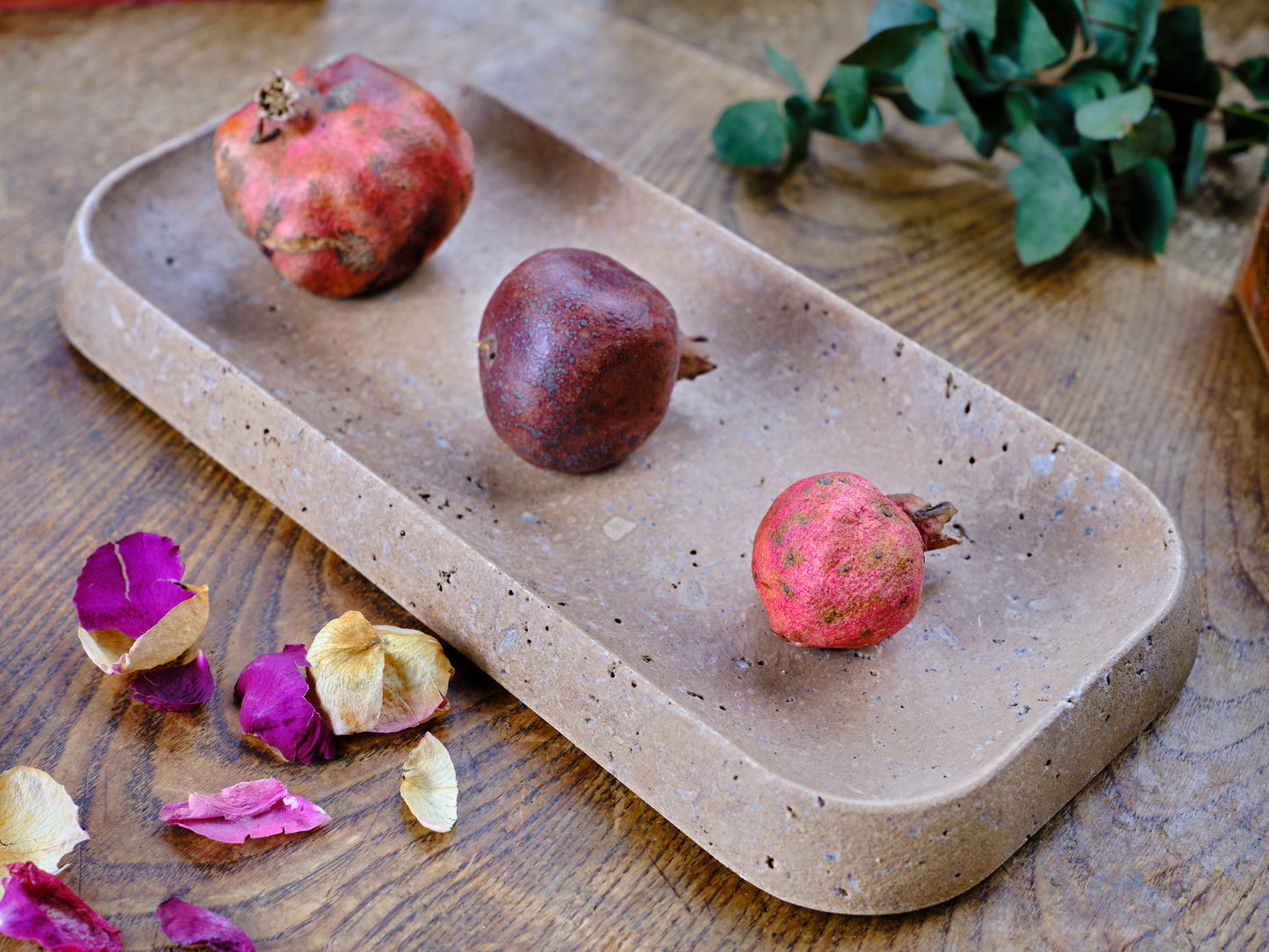 Long Bronze Travertine Tray