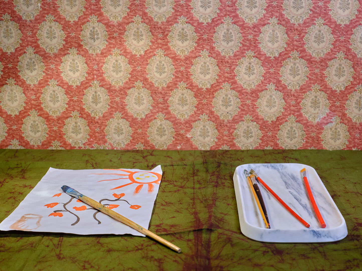 Long Rosa Veined Marble Tray