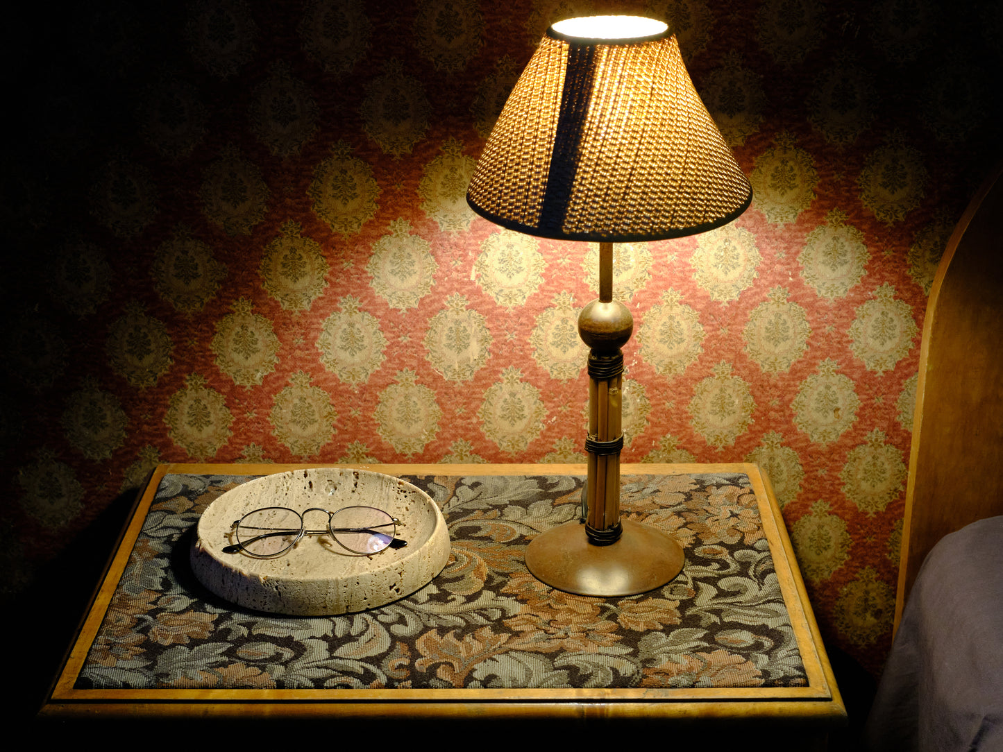 Round Beige Travertine Tray