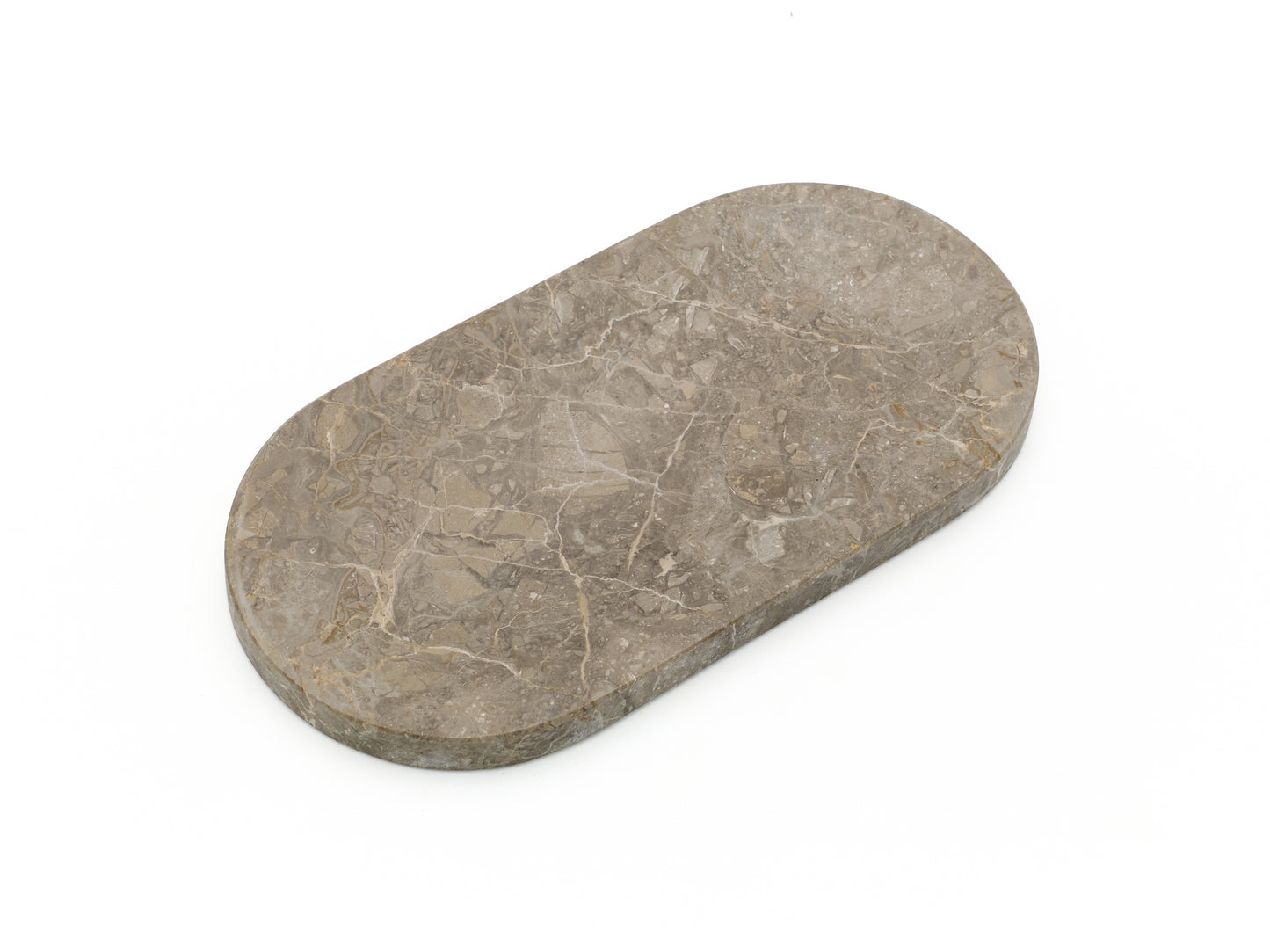 Long Rounded Brown Marble Tray