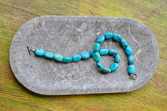 Long Rounded Brown Marble Tray