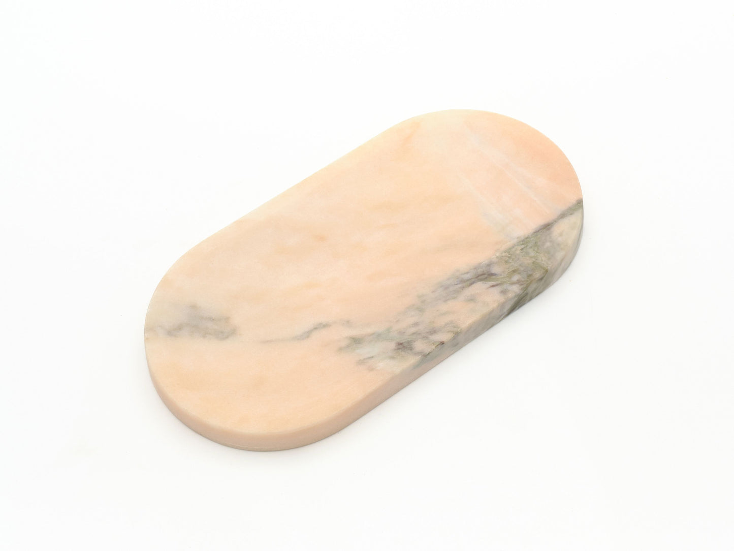 Long Rounded Rosa Veined Marble Tray