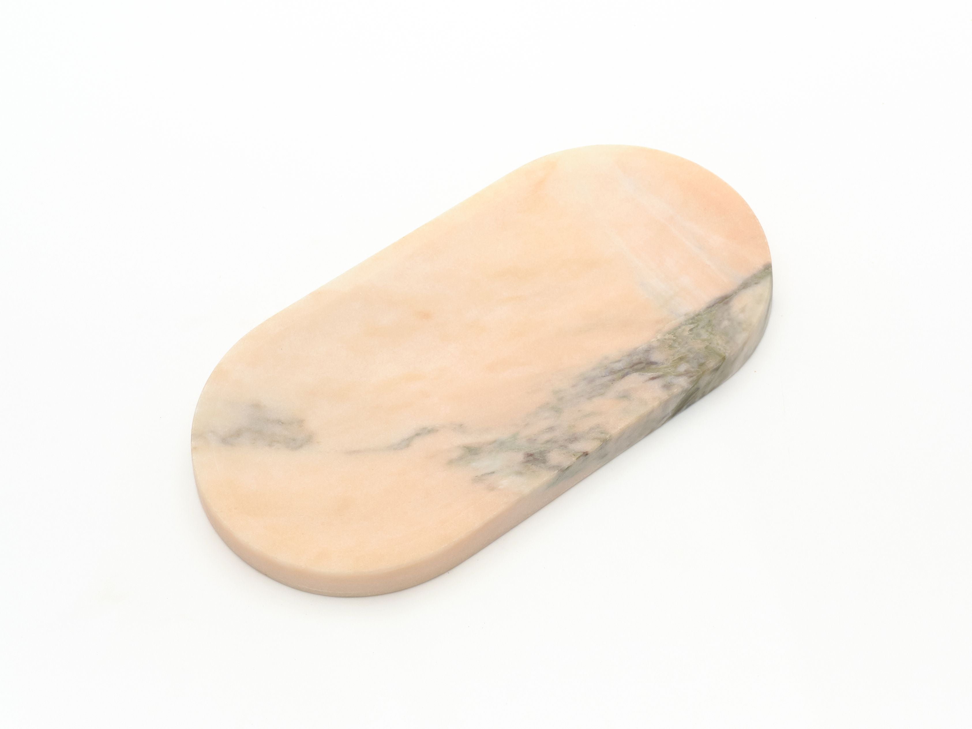 Long Rounded Rosa Veined Marble Tray