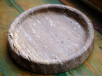 Round Brown Travertine Thick Tray L
