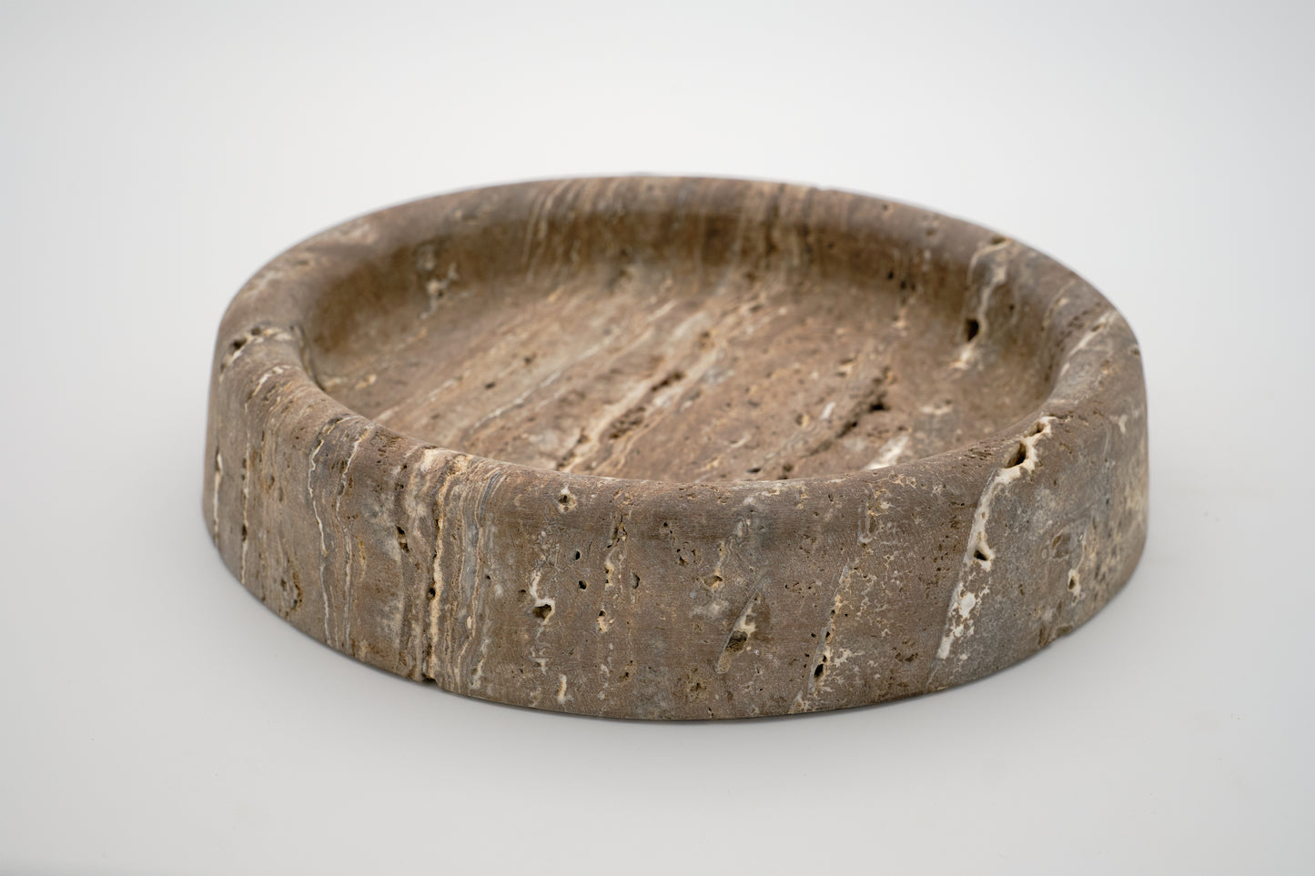 Round Brown Travertine Thick Tray S