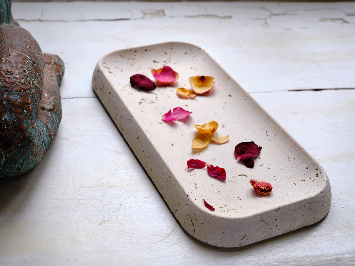 Long Bronze Light Travertine Tray