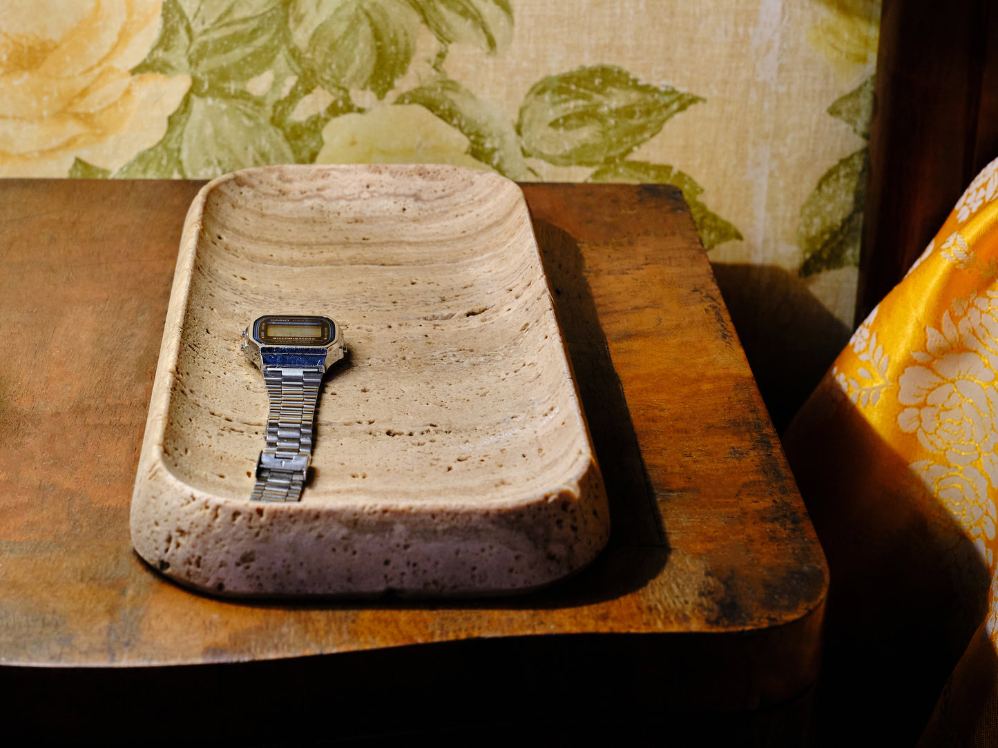 Long Beige Travertine Tray