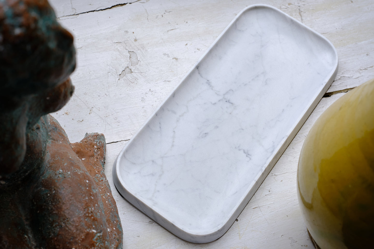 Long Carrara Marble Tray