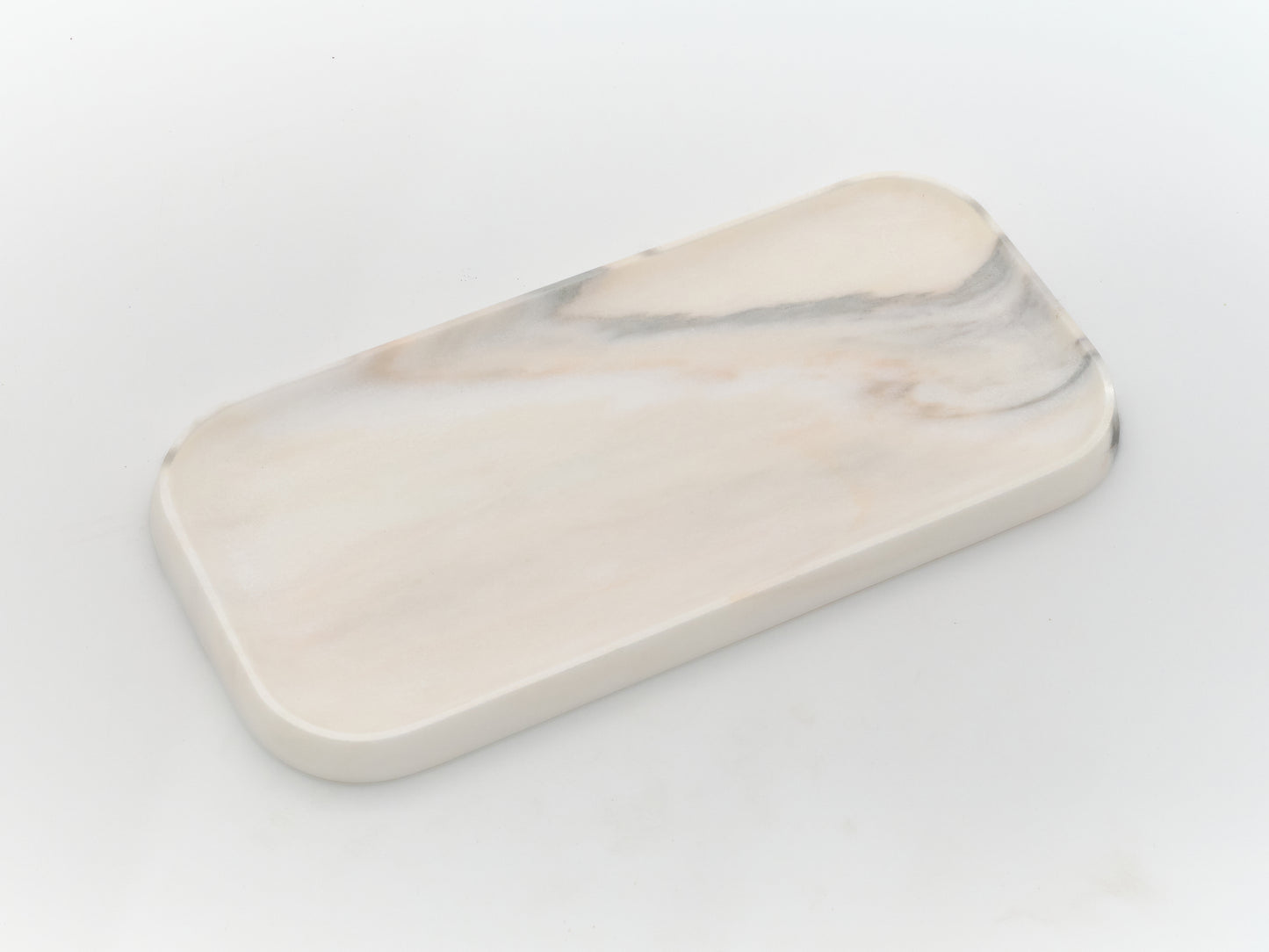 Long Rosa Veined Marble Tray