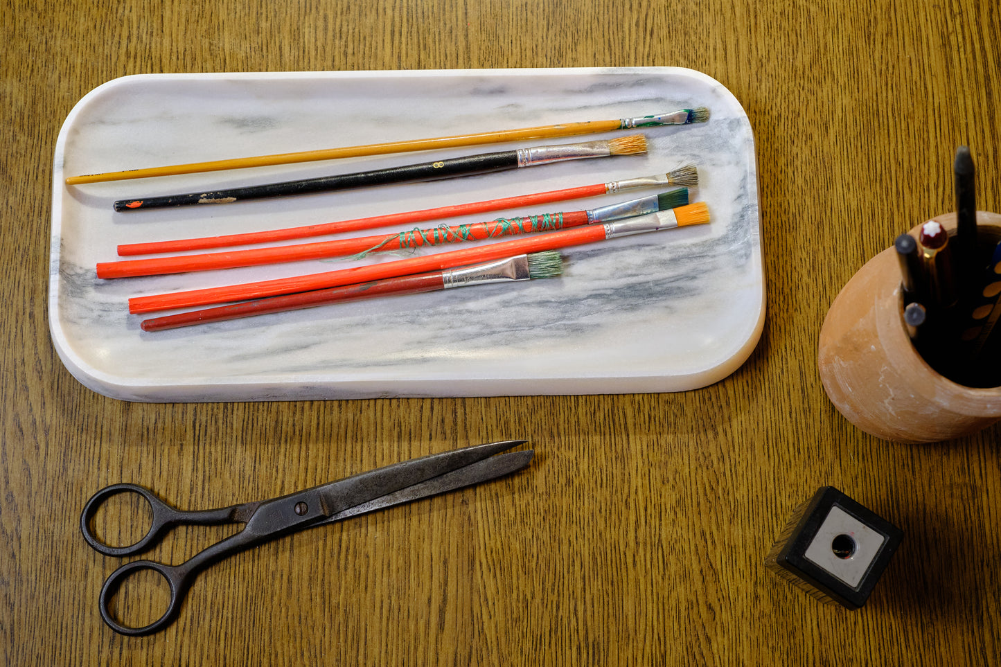 Long Rosa Veined Marble Tray