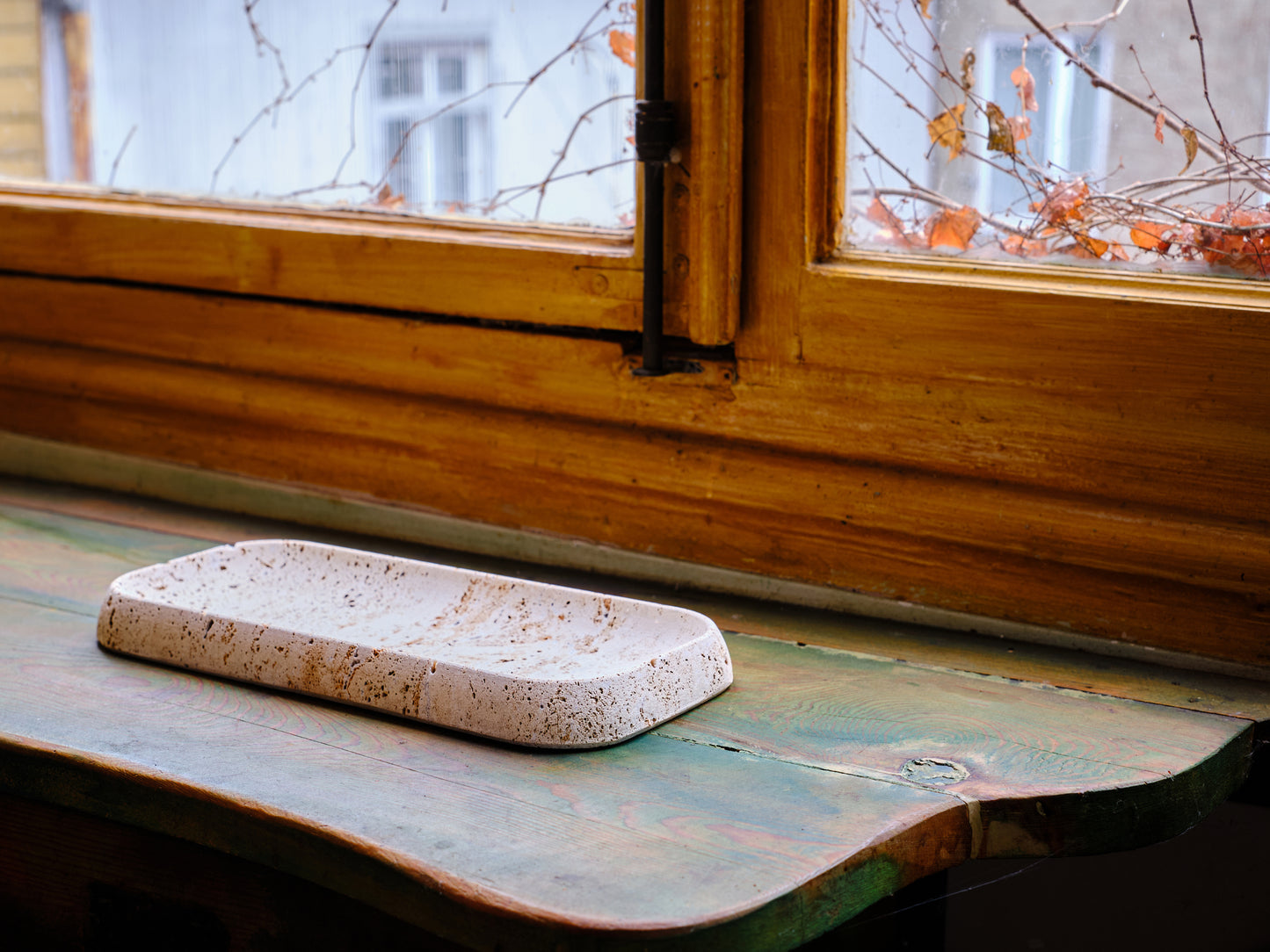 Long Light Travertine Tray