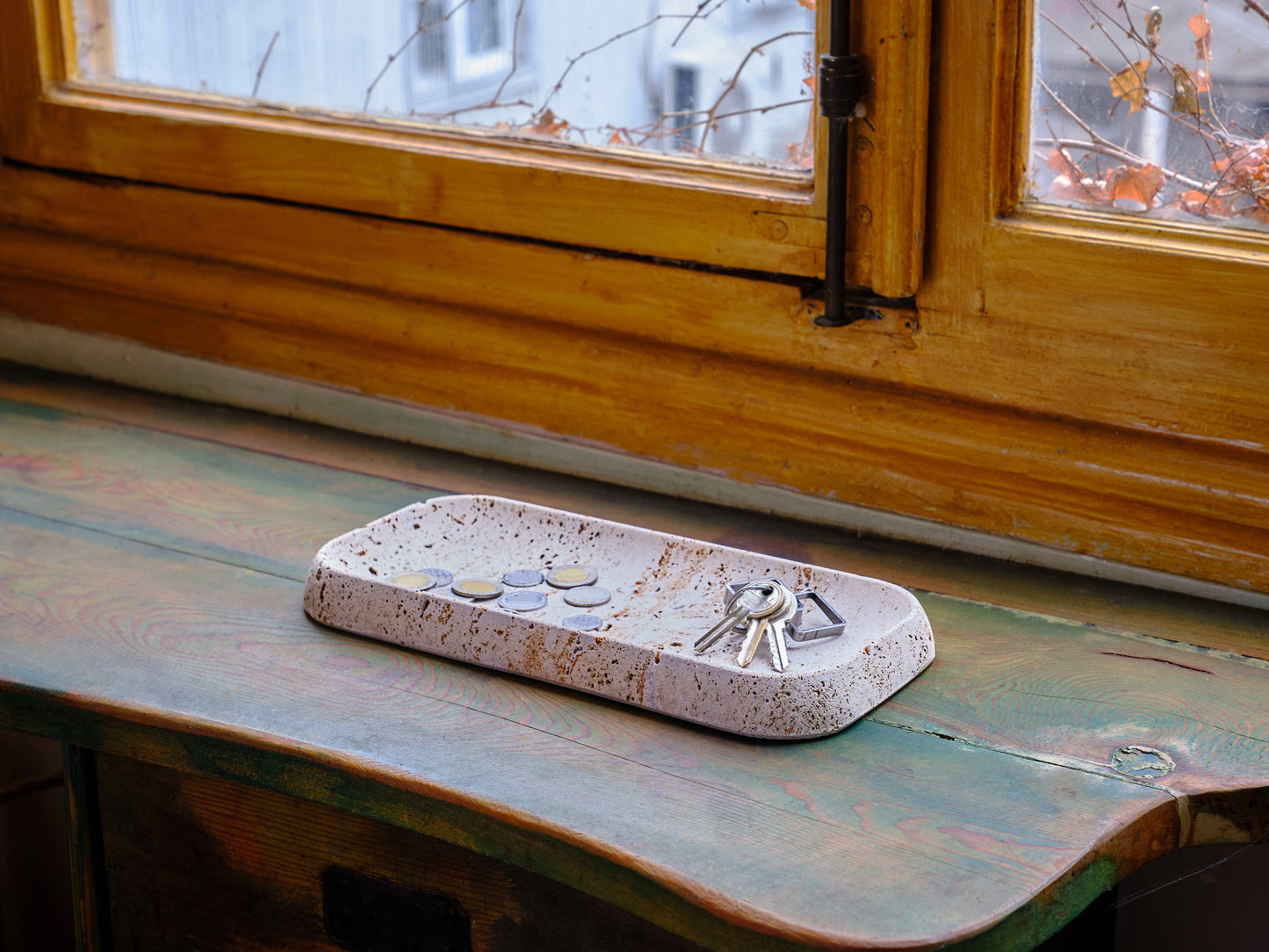 Long Light Travertine Tray
