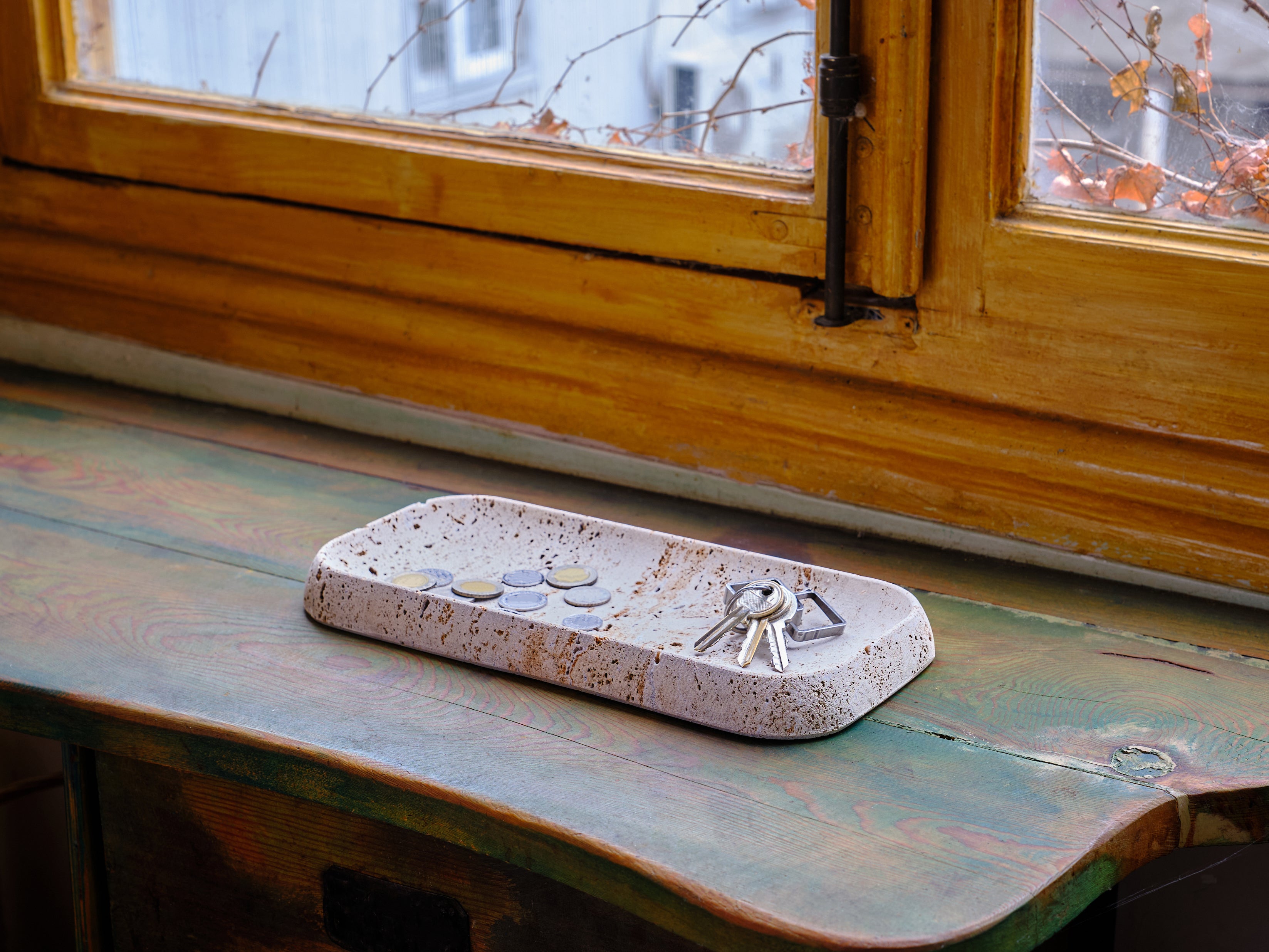 Long Light Travertine Tray