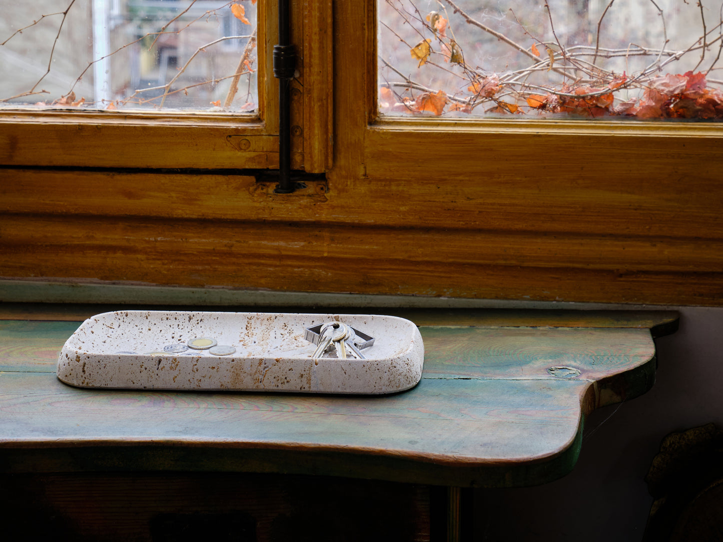 Long Light Travertine Tray