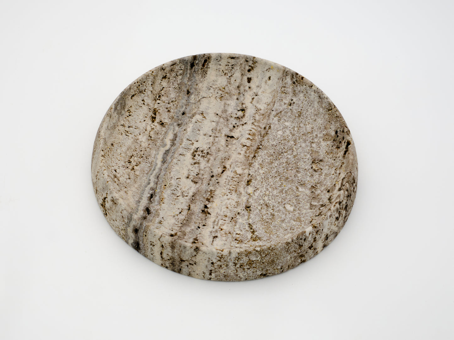 Round Silver Travertine Tray