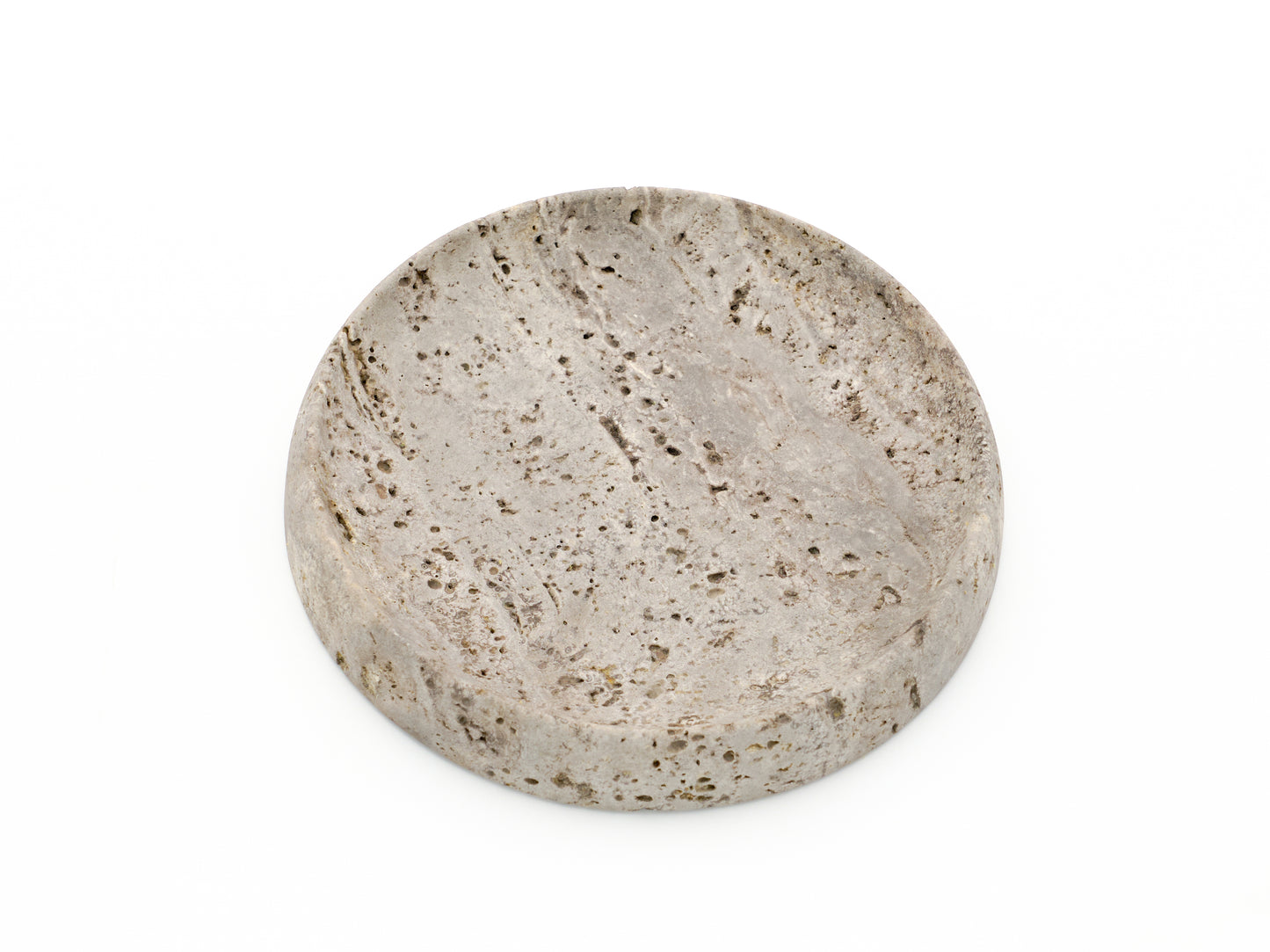 Round Silver Travertine Tray