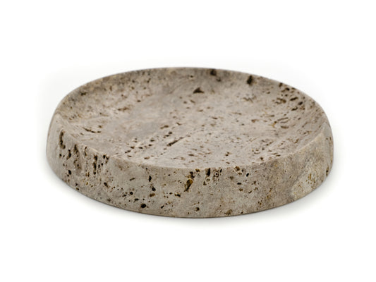 Round Silver Travertine Tray