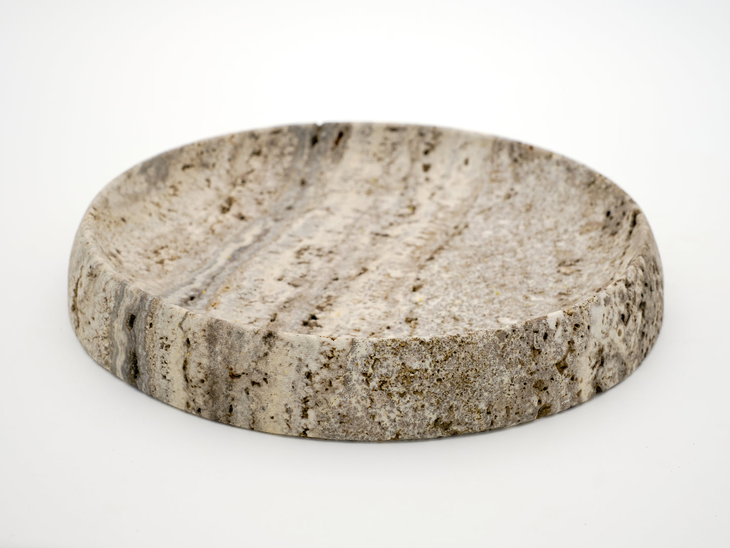 Round Silver Travertine Tray