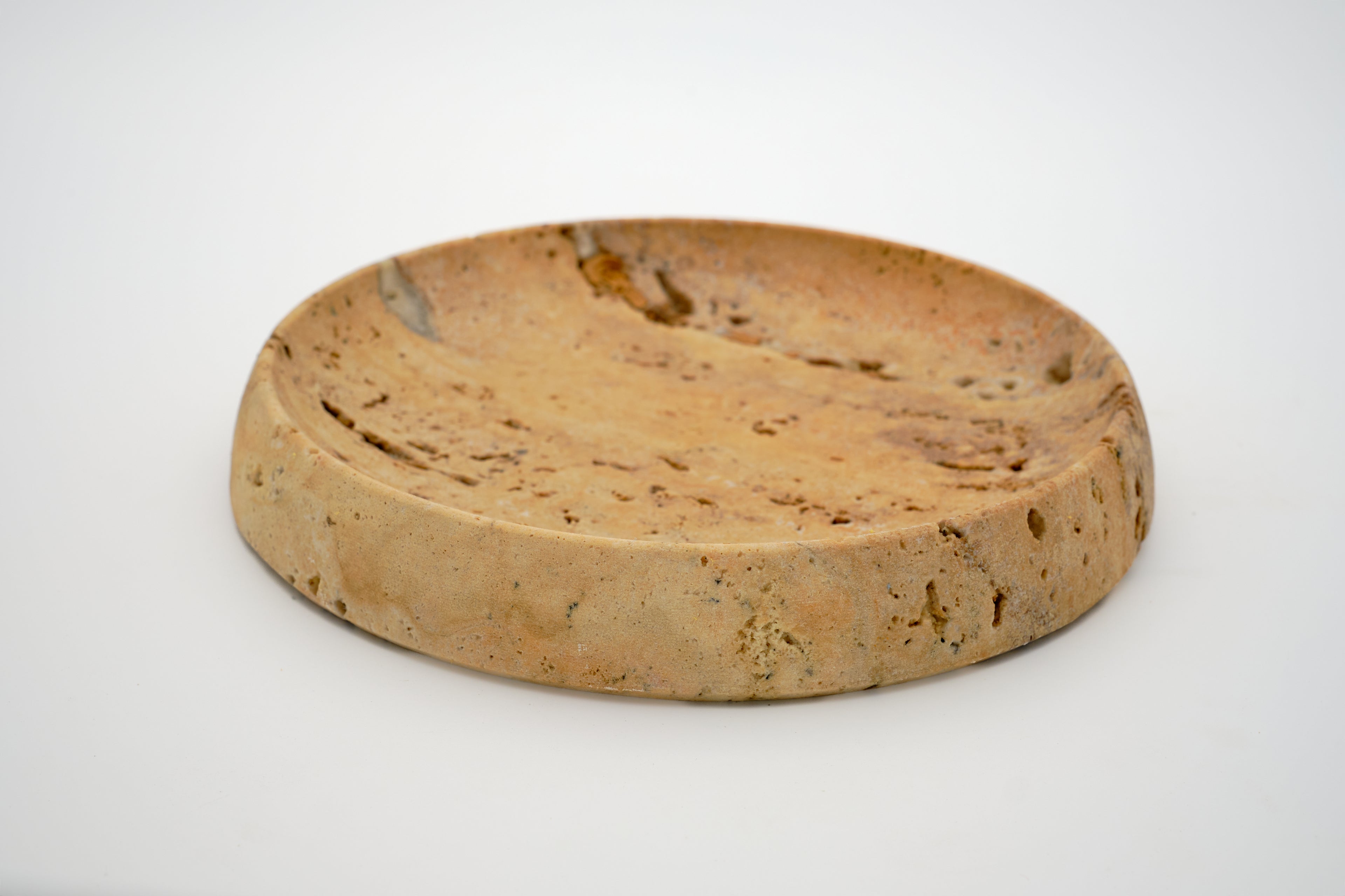 Round Yellow Travertine Tray