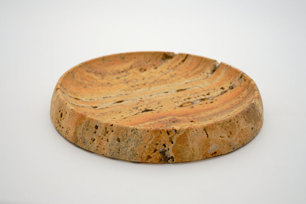 Round Yellow Travertine Tray
