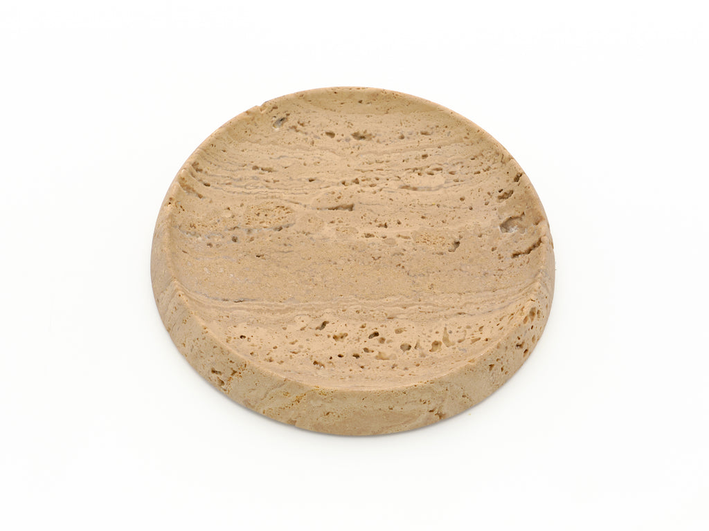 Round Beige Travertine Tray