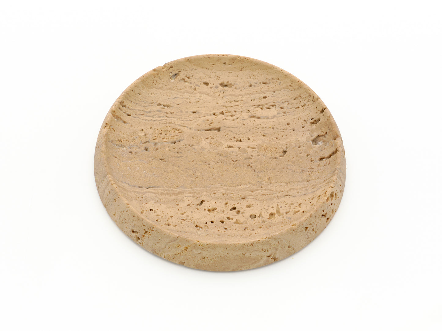 Round Beige Travertine Tray