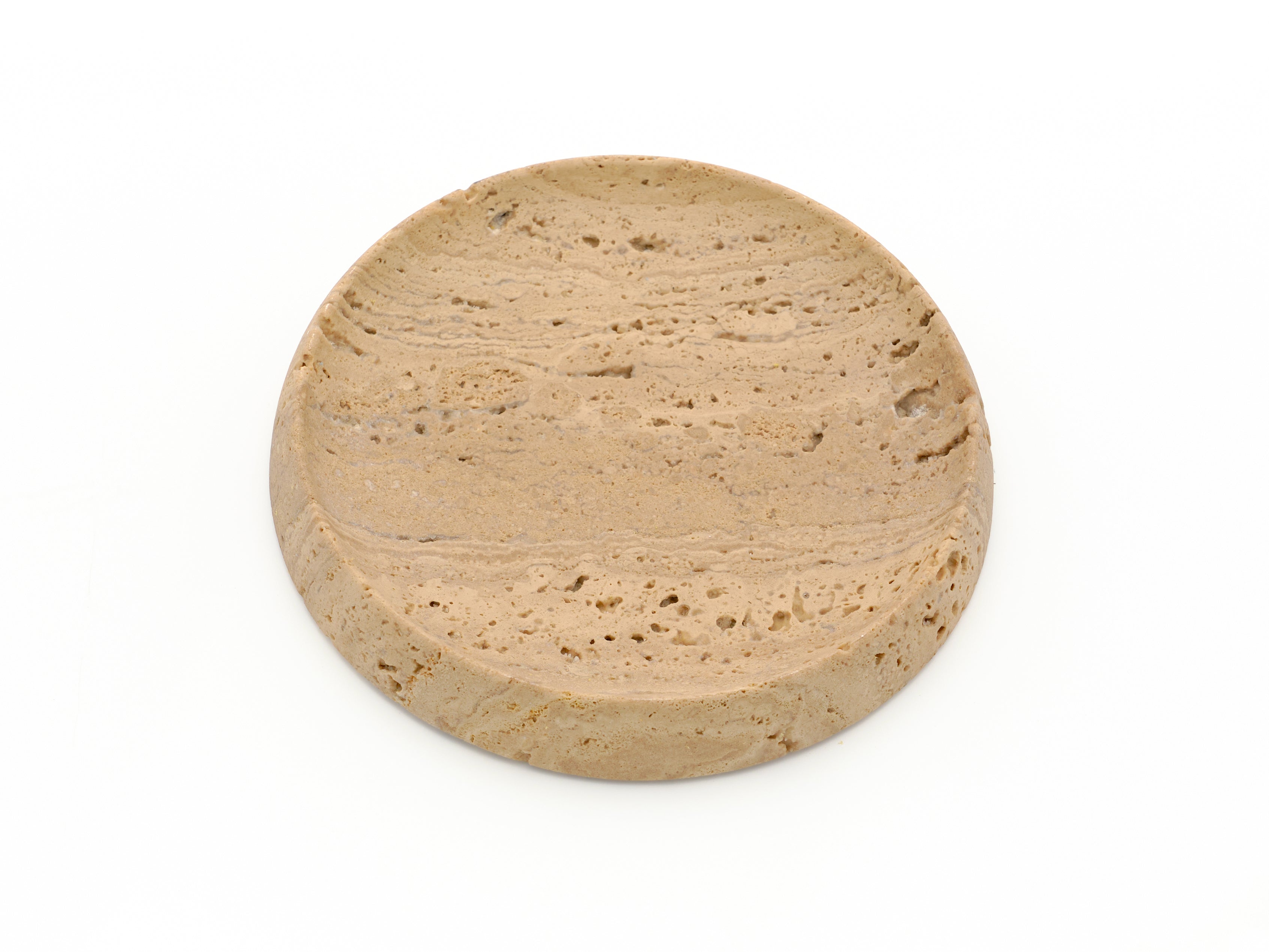 Round Beige Travertine Tray