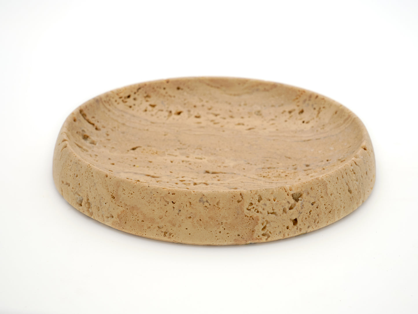 Round Beige Travertine Tray