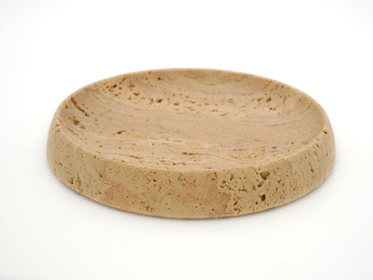 Round Beige Travertine Tray