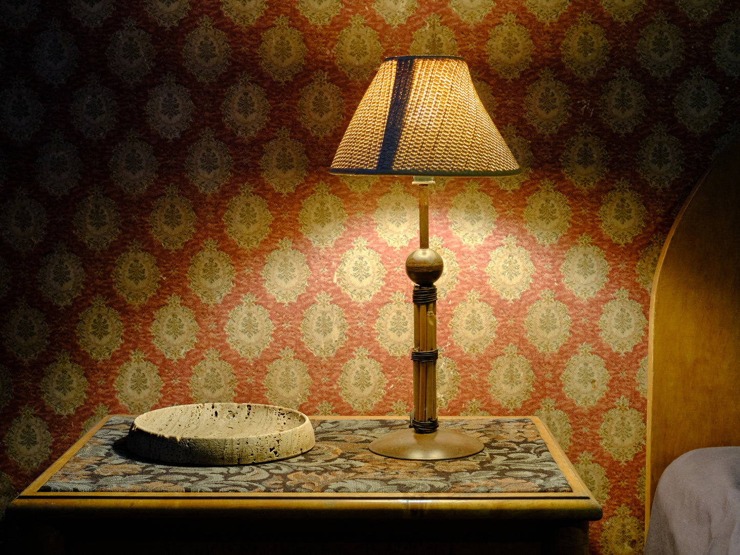 Round Beige Travertine Tray