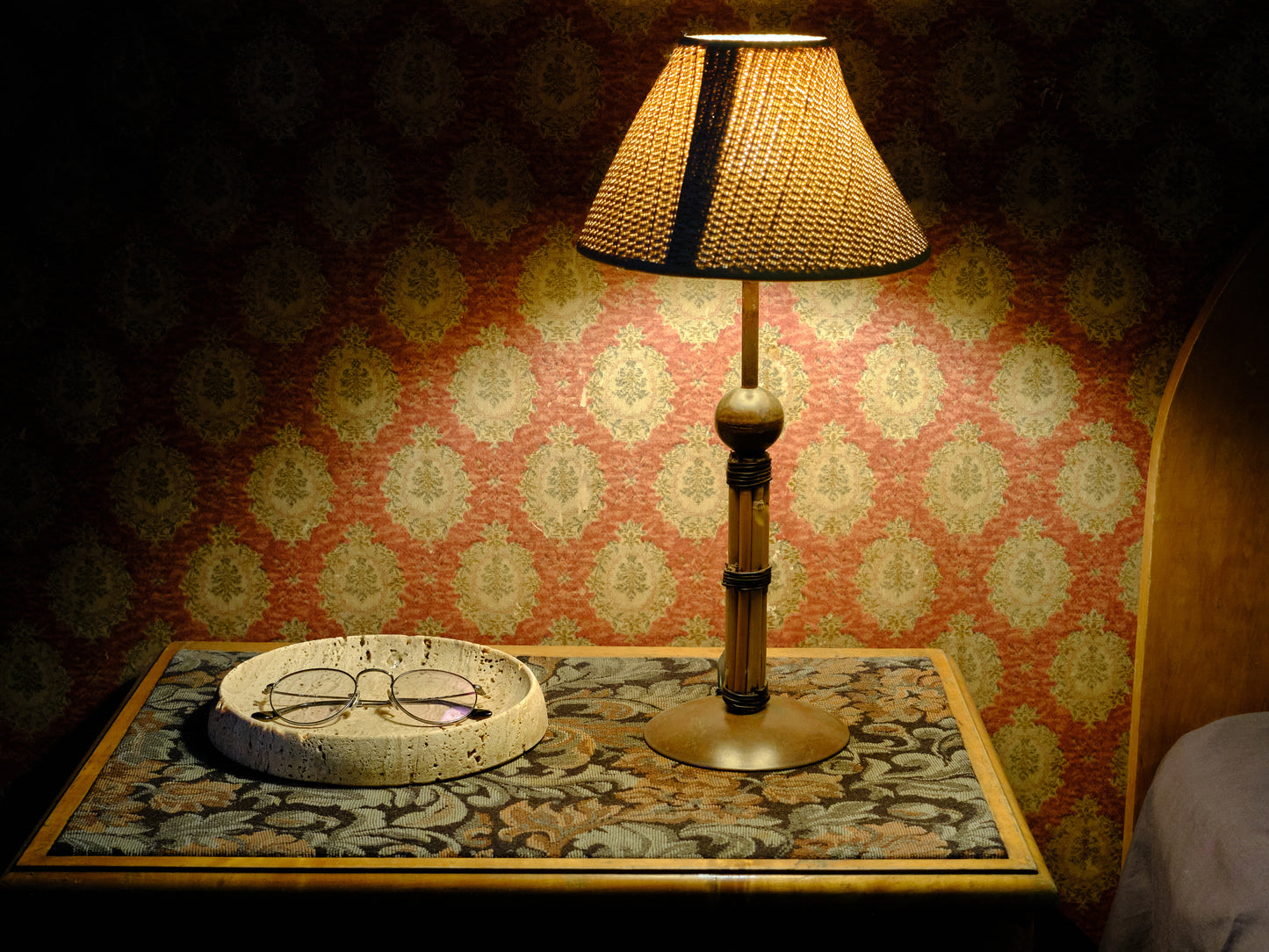 Round Beige Travertine Tray